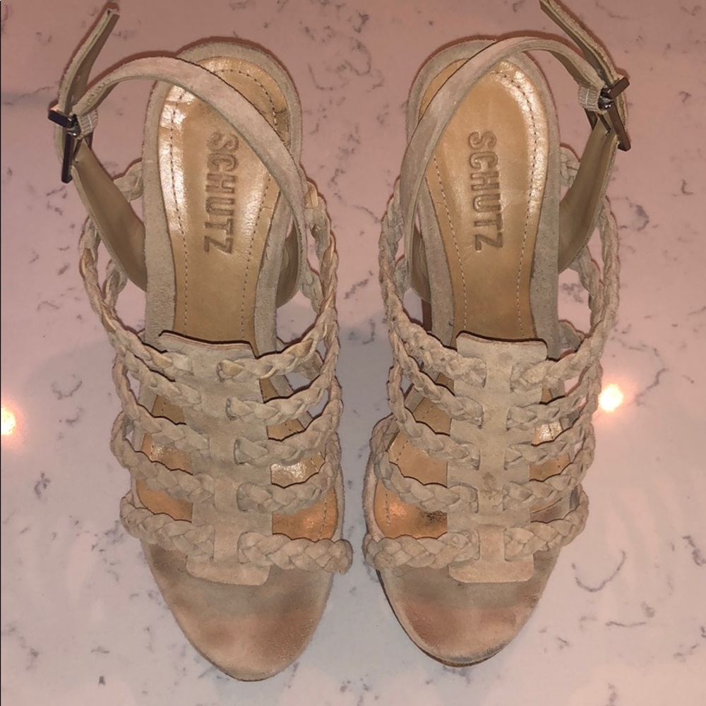 Schultz Nude Suede Wedge w/Cork Bottom